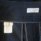 Brunello Cucinelli High Rise Wide Leg Trousers Black Stretch Wool Size US 8