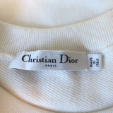 Christian Dior Embroidered Short Sleeve Sweatshirt Top Cream Size Small