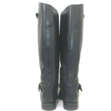 Chanel 12A CC Quilted Leather Knee High Riding Boots Black Size 39.5