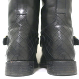 Chanel 12A CC Quilted Leather Knee High Riding Boots Black Size 39.5