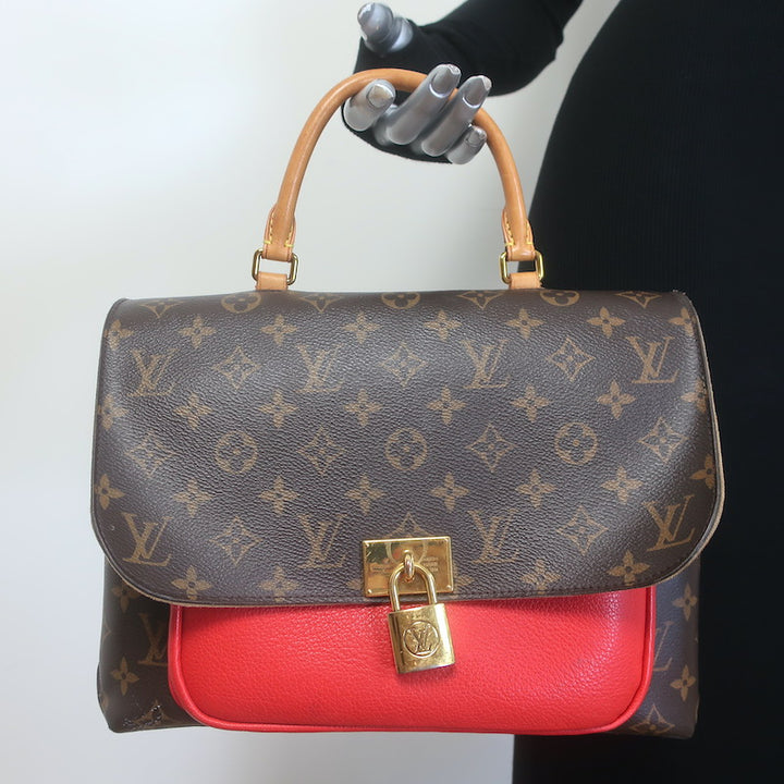 Louis Vuitton Marignan Coquelicot Monogram Satchel Brown/Red Crossbody Bag