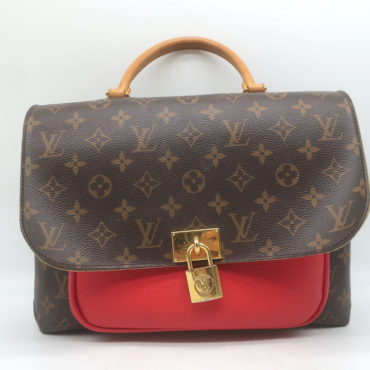 Louis Vuitton Marignan Coquelicot Monogram Satchel Brown/Red Crossbody Bag
