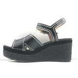 Hermes Crisscross Espadrille Wedge Sandals Black Patent Leather Size 39