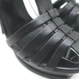 Yves Saint Laurent Fisherman Tribute Platform Sandals Black Leather Size 38.5