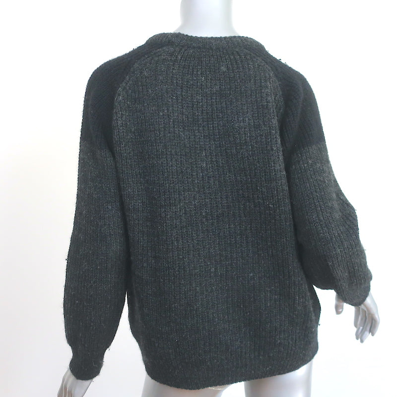 IRO Colorblock Sweater Piper Charcoal/Black Alpaca-Blend Ribbed Knit Size Medium