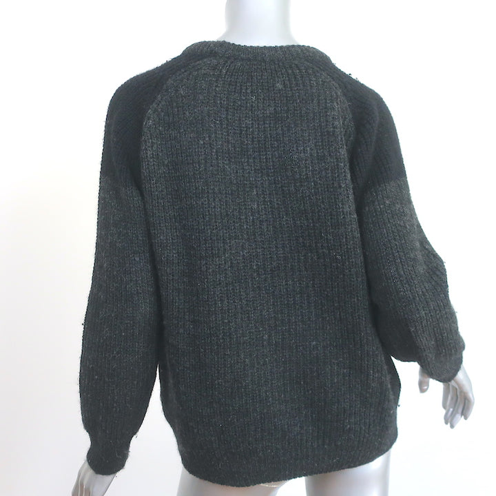 IRO Colorblock Sweater Piper Charcoal/Black Alpaca-Blend Ribbed Knit Size Medium