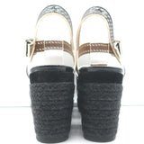 Hermes Crisscross Espadrille Wedge Sandals Black Patent Leather Size 39