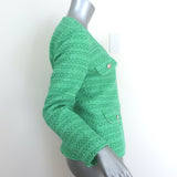 Maje Vivete Tweed Blazer Green Cotton-Blend Size 36 V-Neck Jacket NEW