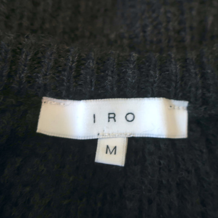 IRO Colorblock Sweater Piper Charcoal/Black Alpaca-Blend Ribbed Knit Size Medium
