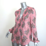 Veronica Beard Lowell Blouse Pink Paisley Print Silk Size 6 Long Sleeve Top