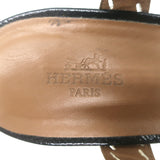 Hermes Crisscross Espadrille Wedge Sandals Black Patent Leather Size 39