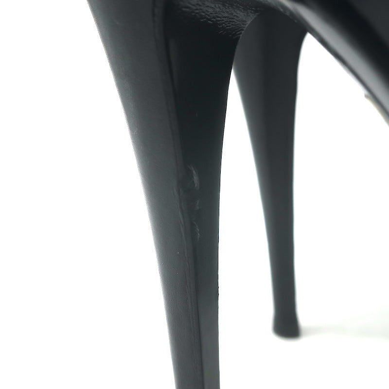 Yves Saint Laurent Fisherman Tribute Platform Sandals Black Leather Size 38.5