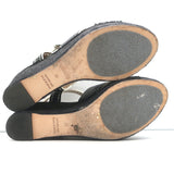 Hermes Crisscross Espadrille Wedge Sandals Black Patent Leather Size 39