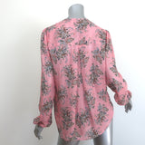 Veronica Beard Lowell Blouse Pink Paisley Print Silk Size 6 Long Sleeve Top