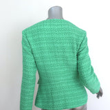 Maje Vivete Tweed Blazer Green Cotton-Blend Size 36 V-Neck Jacket NEW