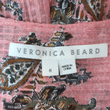 Veronica Beard Lowell Blouse Pink Paisley Print Silk Size 6 Long Sleeve Top