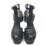 Yves Saint Laurent Fisherman Tribute Platform Sandals Black Leather Size 38.5
