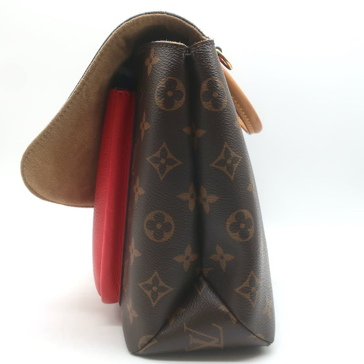 Louis Vuitton Marignan Coquelicot Monogram Satchel Brown/Red Crossbody Bag