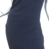 Brunello Cucinelli Pleated-Side Midi Dress Navy Stretch Wool Size Medium