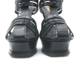 Yves Saint Laurent Fisherman Tribute Platform Sandals Black Leather Size 38.5