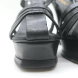 Yves Saint Laurent Fisherman Tribute Platform Sandals Black Leather Size 38.5