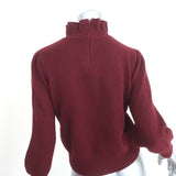Co Ruffle Neck Sweater Cranberry Wool-Cashmere Size Small