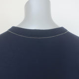 Brunello Cucinelli Pleated-Side Midi Dress Navy Stretch Wool Size Medium