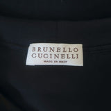 Brunello Cucinelli Pleated-Side Midi Dress Navy Stretch Wool Size Medium