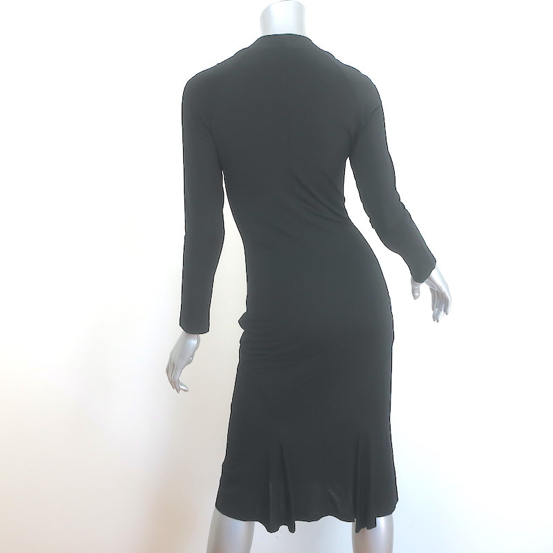 Roberto Cavalli Gold-Embellished Dress Black Pleated Stretch Jersey Size 42 NEW