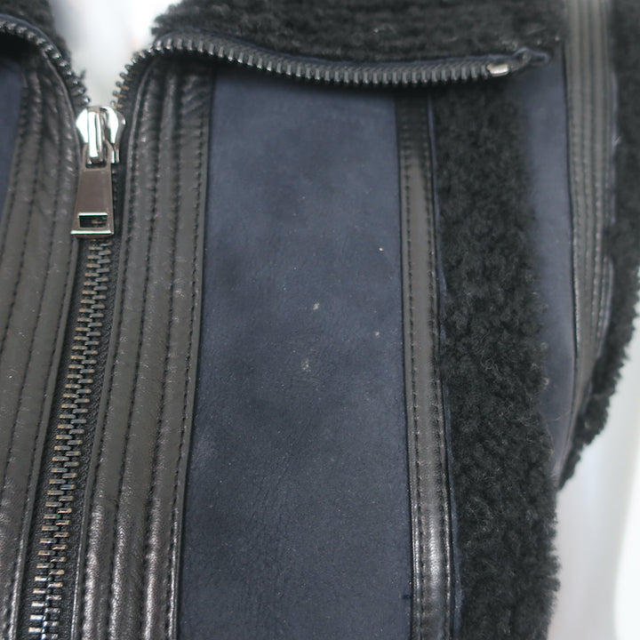 Vince Shearling Vest Navy &amp; Black Size Extra Small