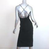 Cinq a Sept Open Back Midi Dress Cairen Black Stretch Cady Size 0