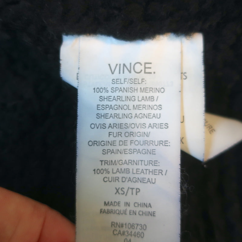 Vince Shearling Vest Navy &amp; Black Size Extra Small