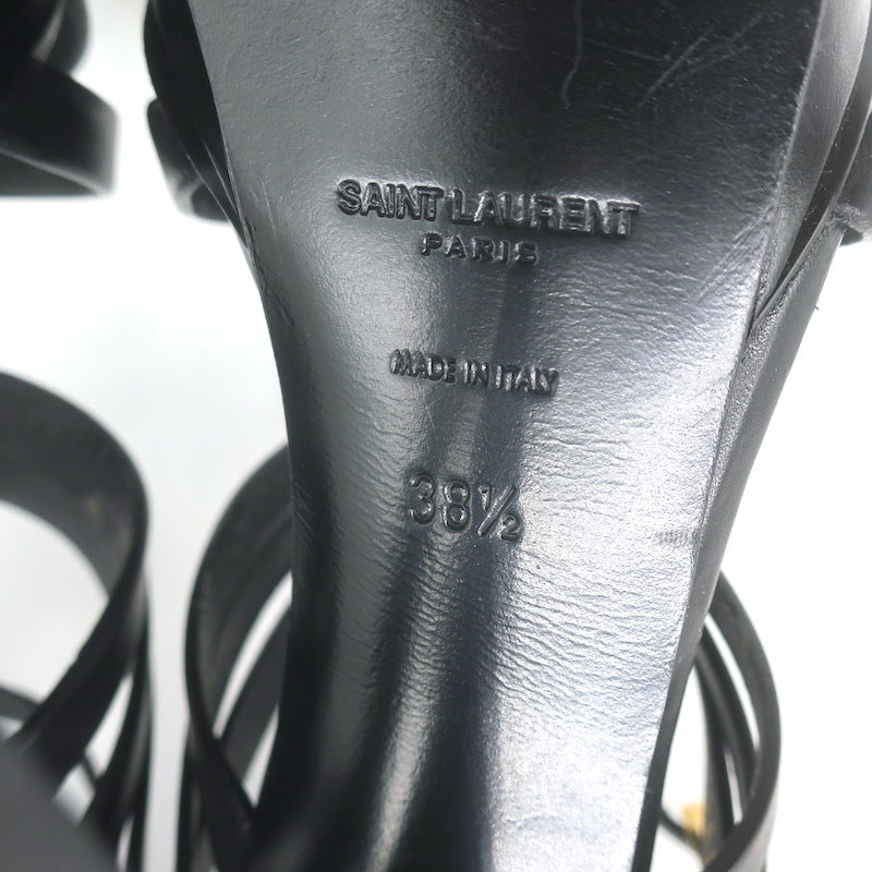 Yves Saint Laurent Fisherman Tribute Platform Sandals Black Leather Size 38.5