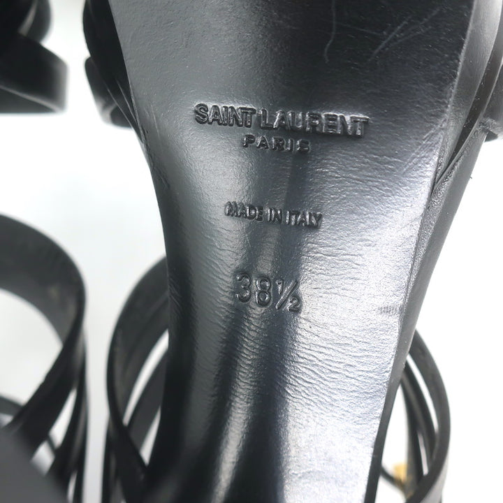 Yves Saint Laurent Fisherman Tribute Platform Sandals Black Leather Size 38.5