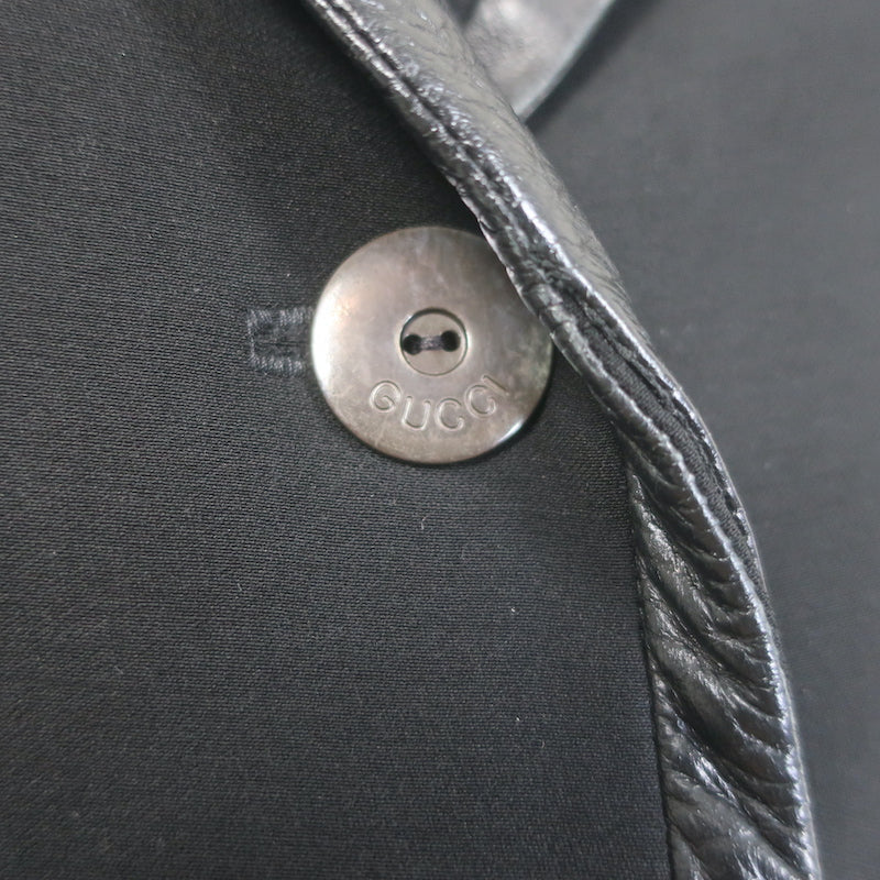 Gucci Tom Ford Leather-Trim Blazer Jacket Black Wool Size 38