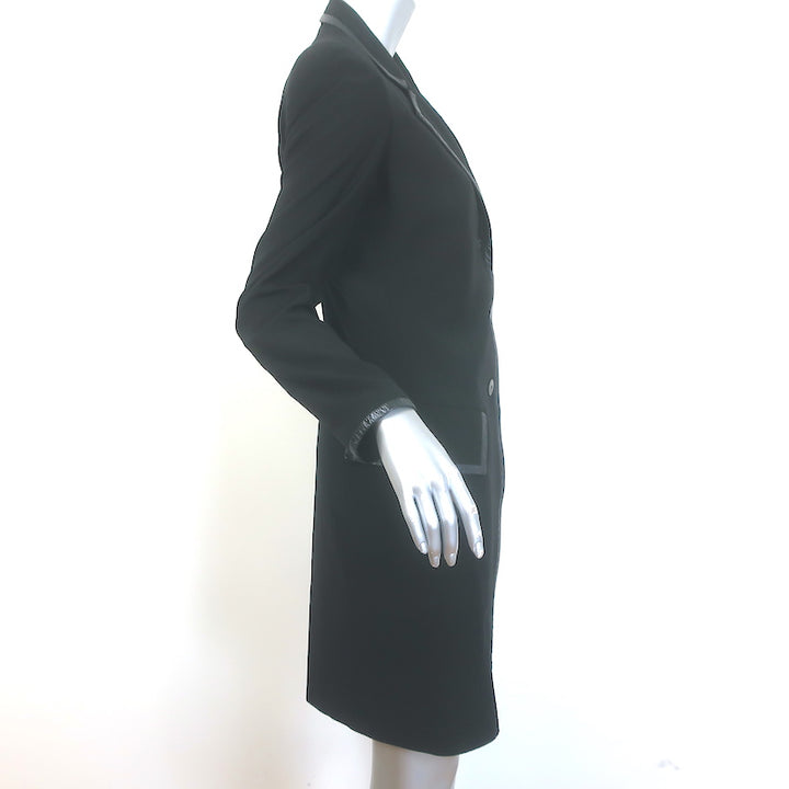 Gucci Tom Ford Leather-Trim Blazer Jacket Black Wool Size 38