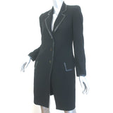 Gucci Tom Ford Leather-Trim Blazer Jacket Black Wool Size 38