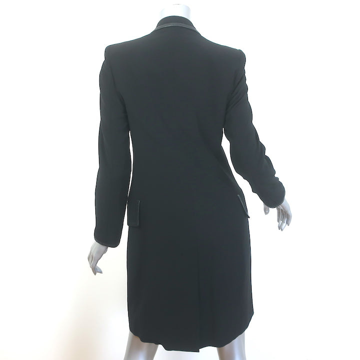 Gucci Tom Ford Leather-Trim Blazer Jacket Black Wool Size 38