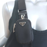 Prada Re-Nylon 2-in-1 Chain Strap Shoulder Bag Black Small Crossbody NEW