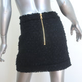 Balmain Button-Embellished Asymmetric Tweed Mini Skirt Black Size 34