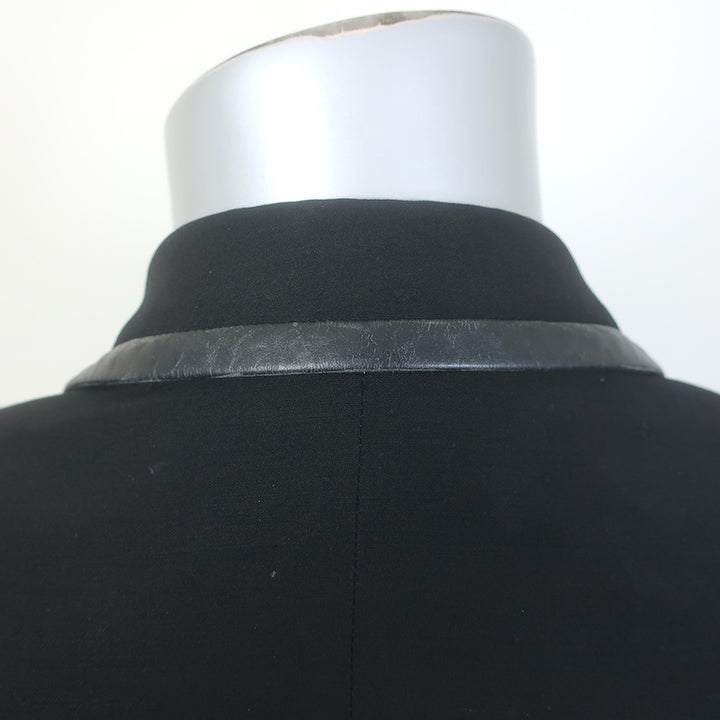 Gucci Tom Ford Leather-Trim Blazer Jacket Black Wool Size 38