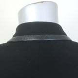 Gucci Tom Ford Leather-Trim Blazer Jacket Black Wool Size 38