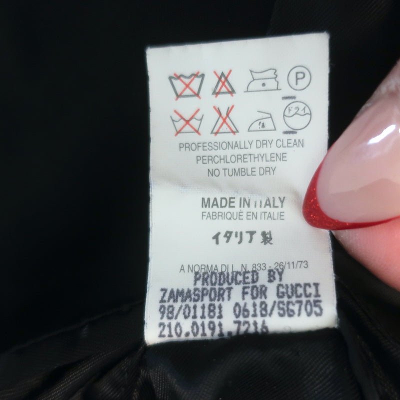 Gucci Tom Ford Leather-Trim Blazer Jacket Black Wool Size 38