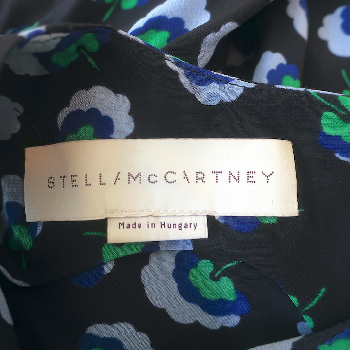 Stella McCartney Drop Waist Mini Dress Black Floral Print Silk Size 38