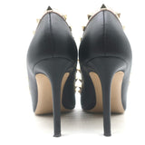 Valentino Rockstud Pointed Toe Pumps Black & Poudre Leather Size 39