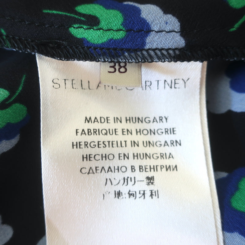 Stella McCartney Drop Waist Mini Dress Black Floral Print Silk Size 38