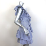 Veronica Beard Mahita Striped Ruffle Dress Blue/White Cotton Size 12