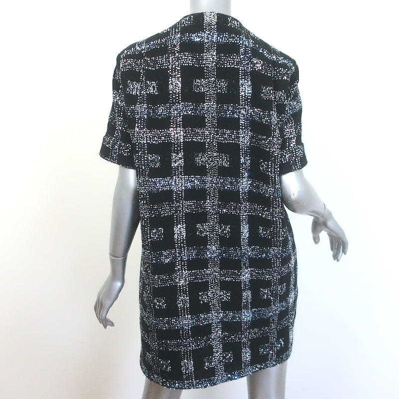 Chanel 17A Sequined Knit Short Sleeve Tunic Mini Dress Black Size 38