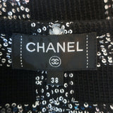 Chanel 17A Sequined Knit Short Sleeve Tunic Mini Dress Black Size 38