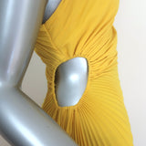 A.L.C. Delfina Pleated One-Shoulder Cutout Midi Dress Yellow Size 4 NEW